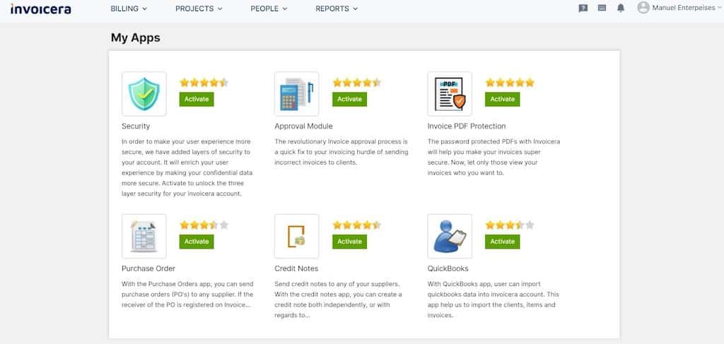 Invoicera integrations